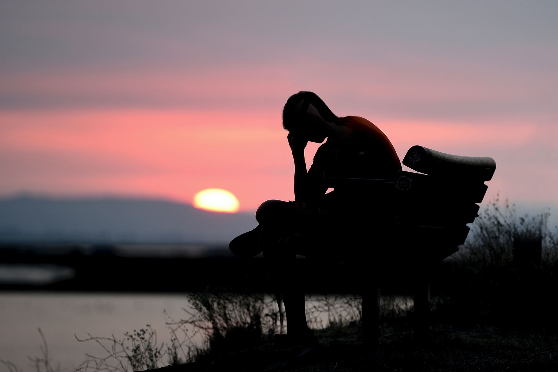 Sunset sitting man